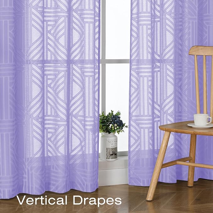 Simplebrand Lavender Sheer Kitchen Curtains 36 Inch Length Tier Curtains 2 - Image 5