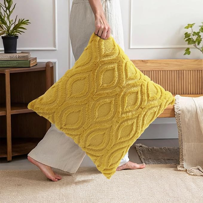 decorUhome Summer Throw Pillow Covers 18x18 Inch Set of 2, Soft Plush Faux Wool - Image 8