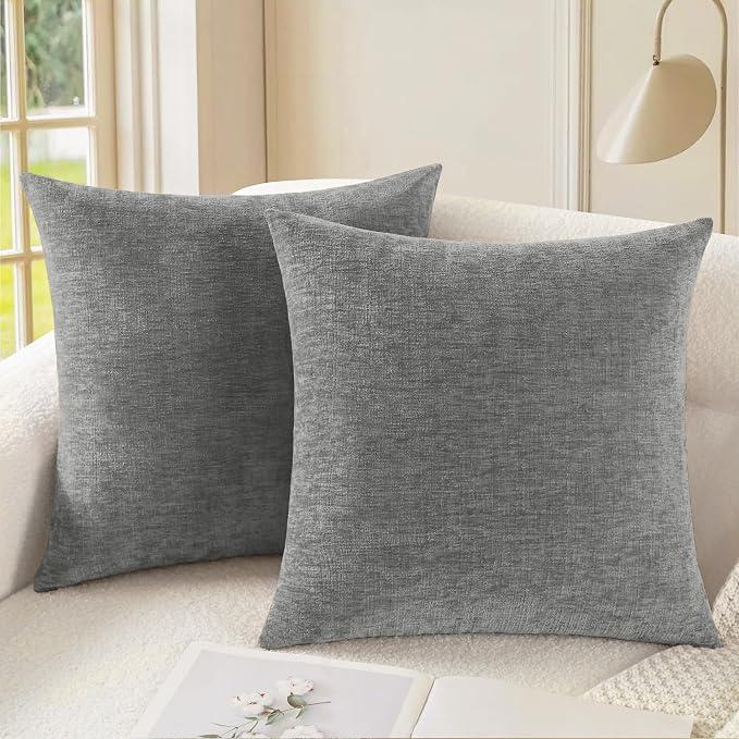 CaliTime Throw Pillow Covers Decorative 16 X 16 Inches Pack of 2 Cozy Chenille by CaliTime