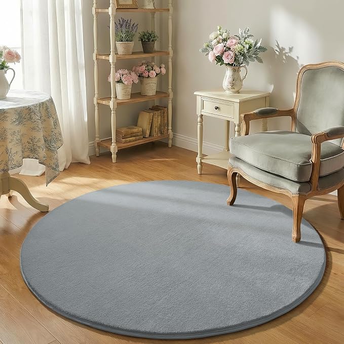 Amearea Grey Round Area Rugs 5ft Washable Circle Rugs - Image 6