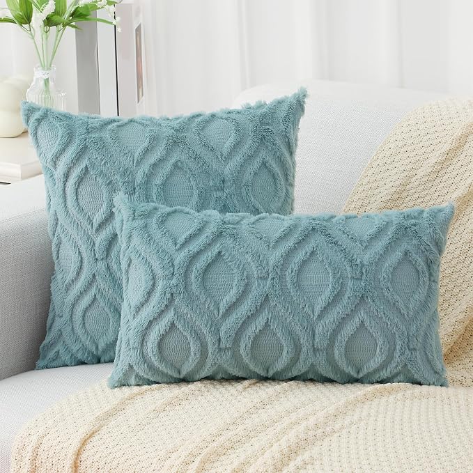 decorUhome Summer Throw Pillow Covers 24x24 Inch Set of 2, Soft Plush Faux Wool - Image 7