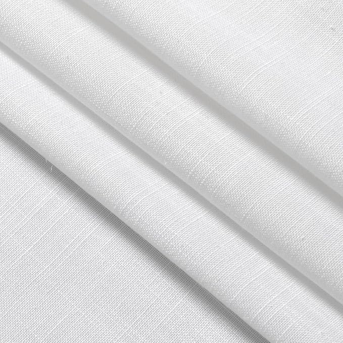 Nanspring White Curtains for Kitchen Linen Semi Sheer Light Filtering Curtains - Image 8
