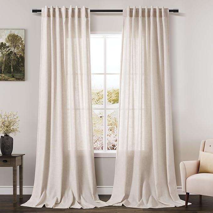 Nanspring Beige Linen Curtain 100 inches Long by Nanspring