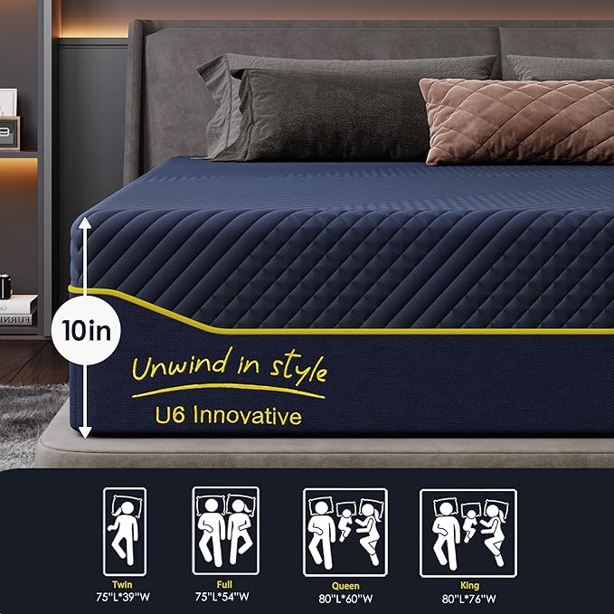 SDHYL King Mattress, 12 Inch Gel Infused Memory Foam Mattress for Good Sleep, Bed in a Box Mid Firm CertiPUR-US Certified & Fiberglass Free, Washable Cover, 80"*76"