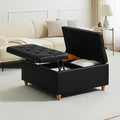 GAOMON Leather Storage Ottoman Coffee Table with Lift Top, Faux Leather Tufted Upholstered Ottoman with Storage, Large Square Storage Ottoman Bench for Bedroom Living Room(Leather, Black)