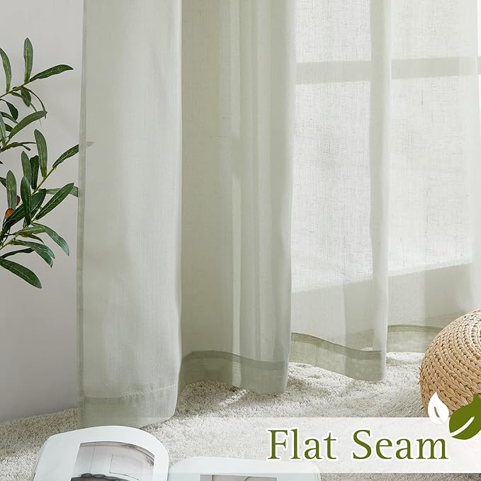 NICETOWN Sheer Linen Burlab Curtains & Drapes, Grommet Top Casual - Image 6