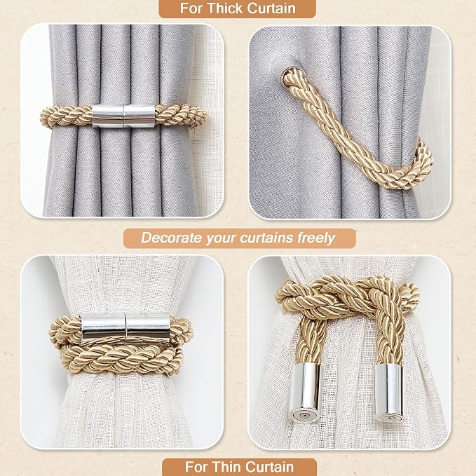 NICEEC 2 Pack Strong Magnetic Curtain Tiebacks Modern Simple Style Drape Tie - Image 6