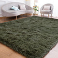 Goideal Fluffy Rug for Bedroom Living Room, 3x5 Olive Green Area Rugs, Faux Fur by Goideal