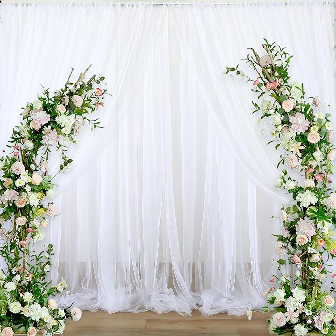 20ft x 15ft White Tulle Backdrop Curtain - Image 2