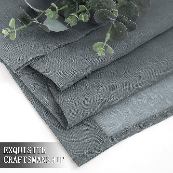 Tollpiz Sheer Curtain Linen Textured Bedroom Curtains Sheer Light Filtering Rod - Image 7