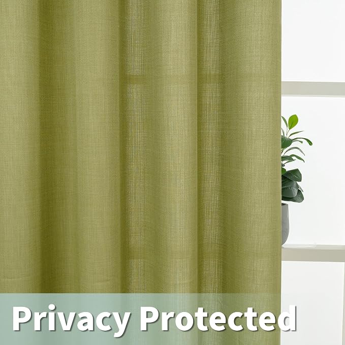 LAMIT Moss Green Linen Curtains 72 inches Long - Image 4