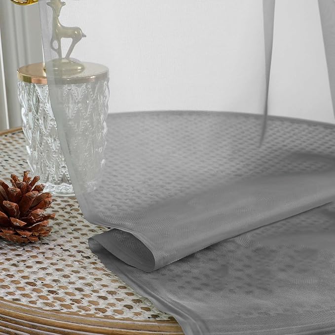 OWENIE Grey Sheer Curtains 120 Inches Long 2 Panels Set, Airy Lightweight Sheer - Image 7