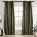 Topfinel Olive Green Linen Blackout Curtains 84 Inch Long by Topfinel