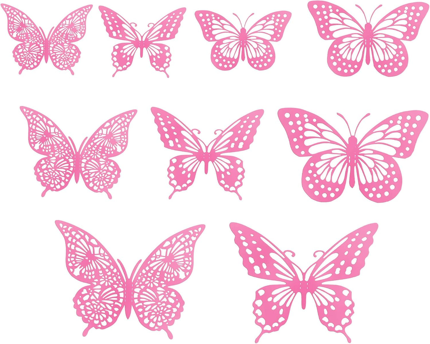 Gyufise Rose Butterfly Cupcake Toppers Hollow Art 3D Butterfly Cupcake Decorations Baby Shower Wedding Anniversary Kids Birthday Party Cake Wall Decorations Supplies 36Pcs