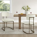 Dining Chairs Set of 2, Upholstered Modern Kitchen Chairs with Ergonomic Backrest, Fabric Cushion Seat & Metal Legs for Living Room, Restaurant, and Café, Ivory
