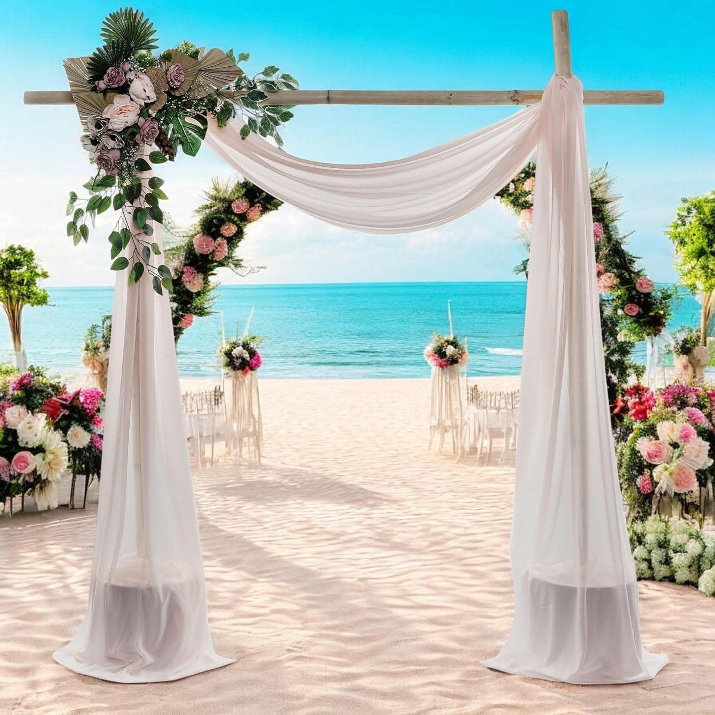 MDS Halloween Chiffon Draping Fabric - 2 Panel, 30" Wide x 20ft Long - Sheer Spooky Arbor & Canopy Drapery for Haunted House Backdrops, Party Ceilings, DIY Costumes & Themed Events - Nude