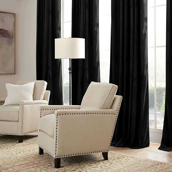 RYB HOME Black Velvet Curtains 72 inches - Image 6