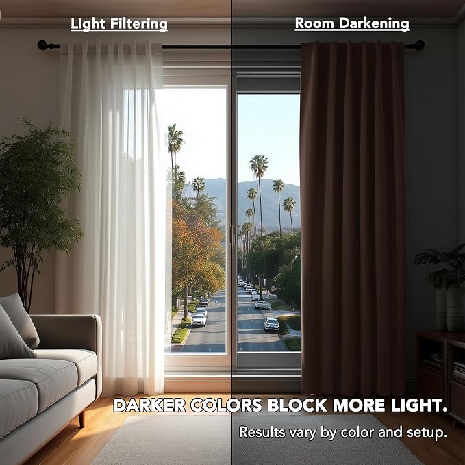 Deconovo Blackout Curtains, Thermal Insulated, W70 x L84 2 Panels, Back Tab - Image 3