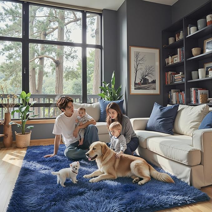 Area Rugs 9x12 Living Room, Shaggy Carpet Soft Plush Furry Bedside Rug Large - Image 6