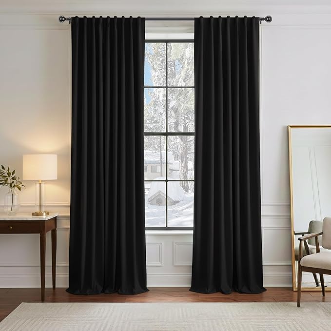 PONY DANCE Black Curtains 84 inch Long 2 Panels Burg by PONYDANCE