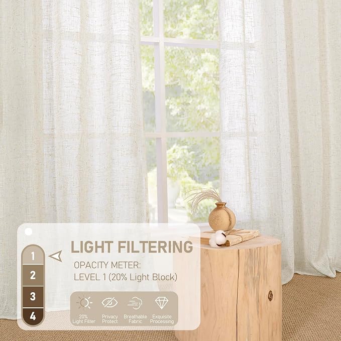 LAMIT Linen Sheer Curtains 72 Inches Long - Image 4