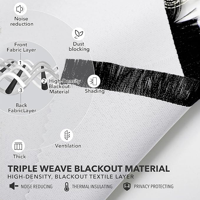 Deconovo Blackout Curtains, Thermal Insulated, W52 x L45 2 Panels, Back Tab - Image 4