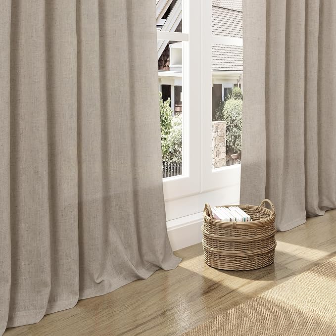 Cobblestone Linen Curtains for Living Room 126 Inches Long Light Filtering Semi - Image 5