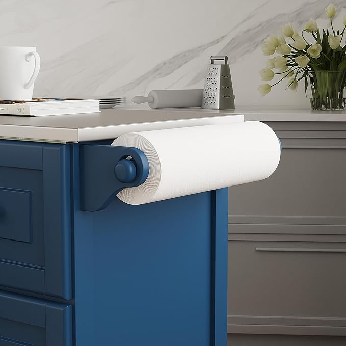homestyles Mobile Kitchen Island Cart with Stainless Steel Top, Blue