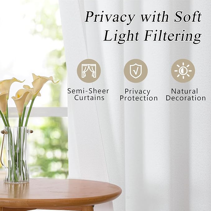 OVZME White Valance for Windows, Light Filtering ThickTextured Small Kitchen - Image 7