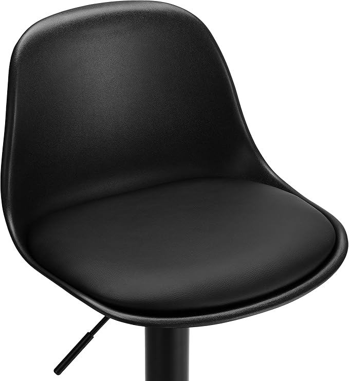 Finnhomy Bar Stools Set of 2, Swivel Barstools with Footrest and Ergonomic PP Back, Counter Height Adjustable Modern Counter Stools for Kitchen, Black