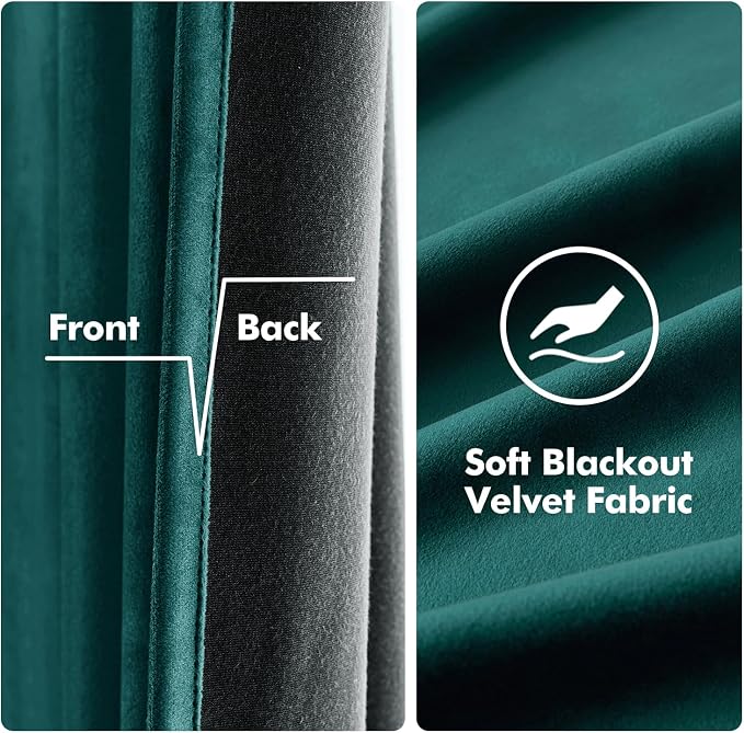 MIULEE Christmas Dark Green Velvet Curtains Room Darkening Blackout Solid - Image 3