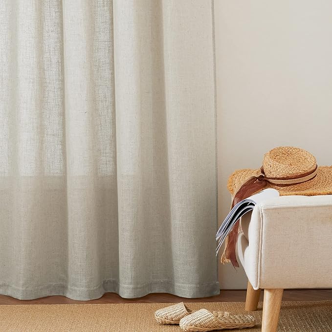 RYB HOME Extra Wide Semi Sheer Curtains, Back Tab Room Divider - Image 6