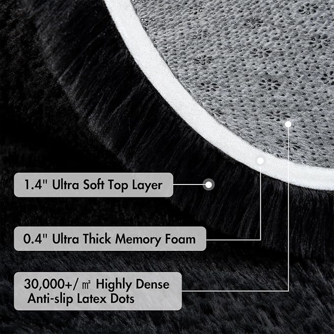 6x9 Ft Large Shag Black Rug for Living Room, Ultra Soft Fluffy Furry Area Rugs - Image 8