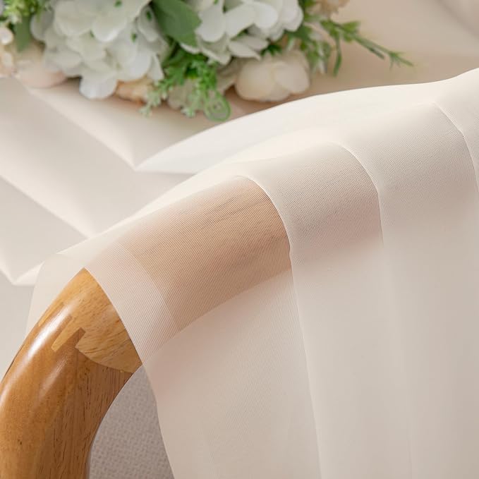 OWENIE Cream Sheer Curtains 84 inches Long 2 Panels Set - Image 8