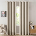MIULEE Linen Curtains for Bedroom 100% Blackout Thermal Insulated Stone Grommet by MIULEE