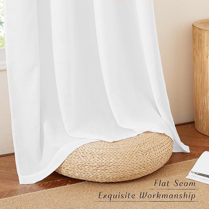 NICETOWN White Linen Bedroom Curtains 84 inches Long, Grommet Thick Linen Blend - Image 7