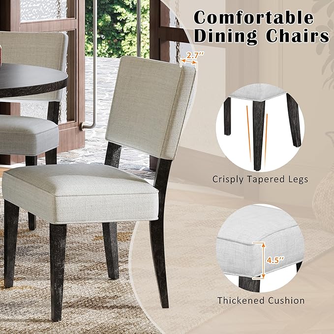 Ball & Cast Retro Dining Table Set for 4 with 4 Upholstered Chairs,5-Piece Wooden Living Room Furniture W/ 47" Round Dining Table and Designed Base,for Small Space,Apartment,Dining Room,Espresso