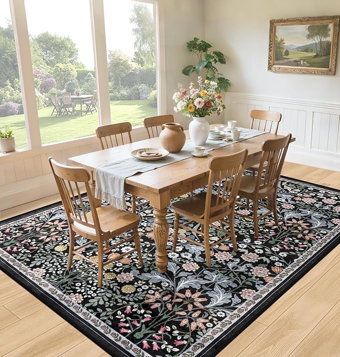 6x9 Area Rugs for Living Room: Floral Washable Rug Vintage Large Soft Boho - Image 4