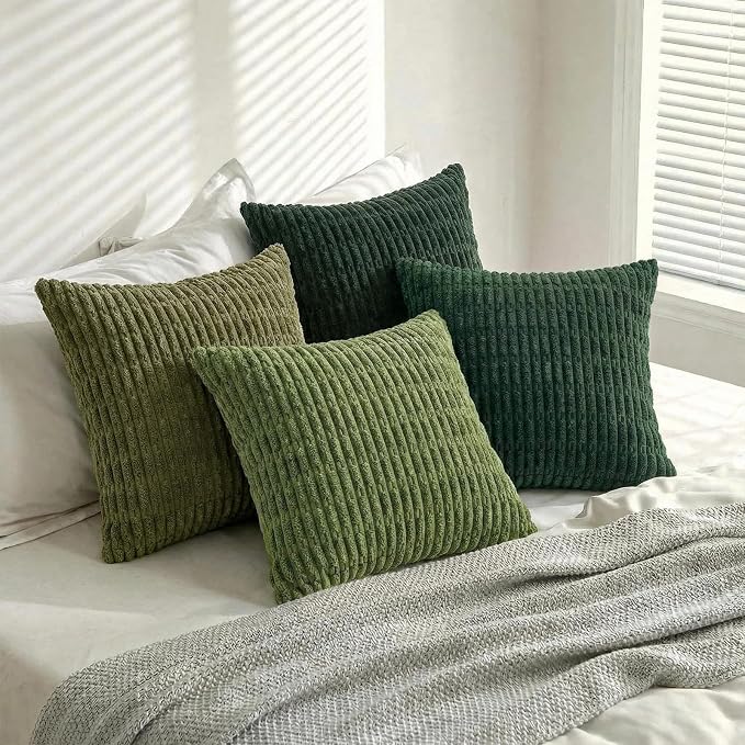Fancy Homi Set of 4 Green Winter Decorative Throw Pillow Covers 14x14 Inch - Image 8