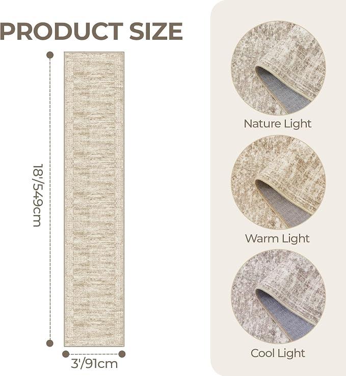 3x18 Washable Runner Rug for Hallway, Non-Slip Long Hallway Runner for Entryway - Image 2
