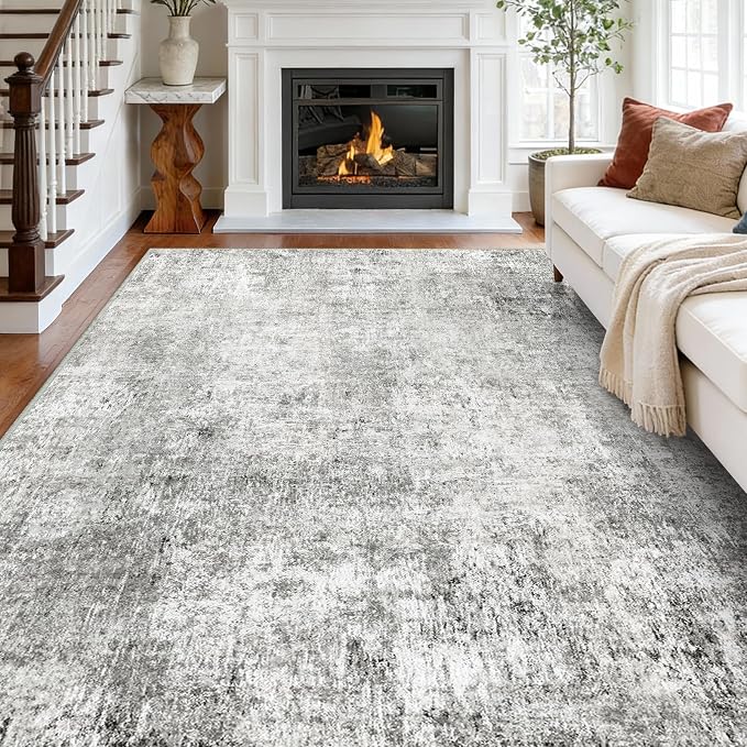Washable Area Rugs 9'x12' Non-Slip Modern Abstract Soft by RELEANY