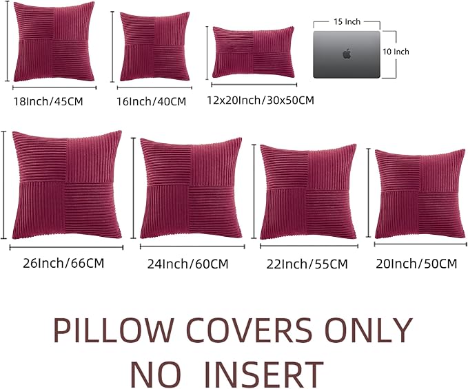 Fancy Homi 2 Packs Burgundy Euro Decorative Throw Pillow Covers 26x26 Inch - Image 6