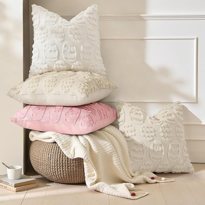 decorUhome Easter Cream White Egg Pillow Covers 16x16 Inch Set of 2, Soft Plush - Image 2