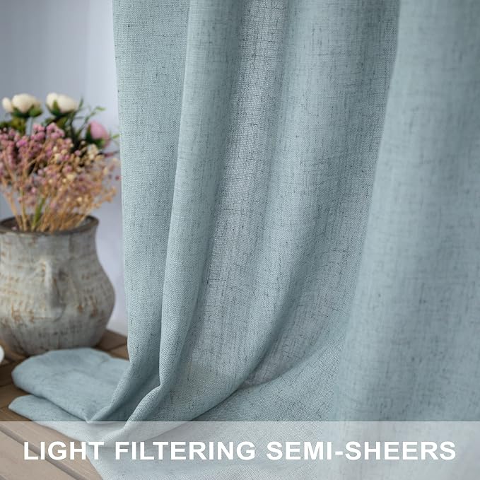 Seafoam Curtains 38 Inch Wide for Small Window 2 Panels Back Tab Rod Pocket - Image 4