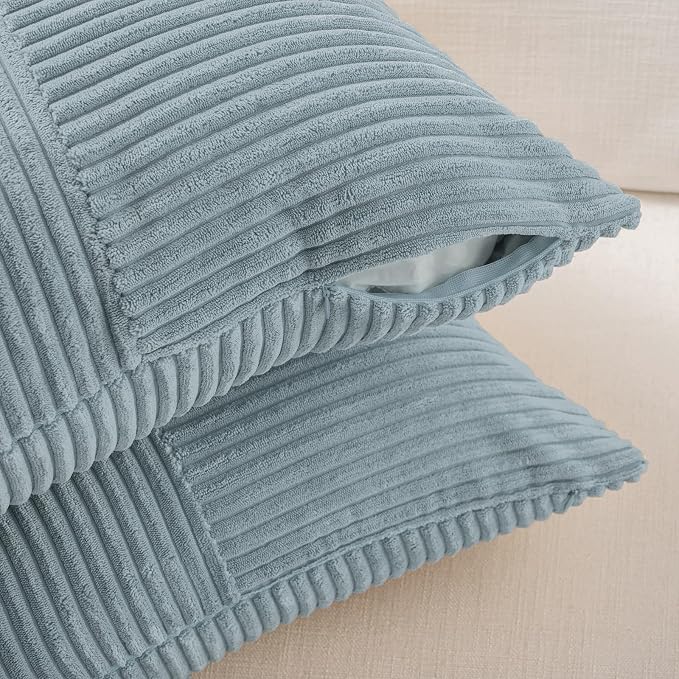 Fancy Homi Set of 2 Light Blue Decorative Throw Pillow Covers 22x22 Inch - Image 3