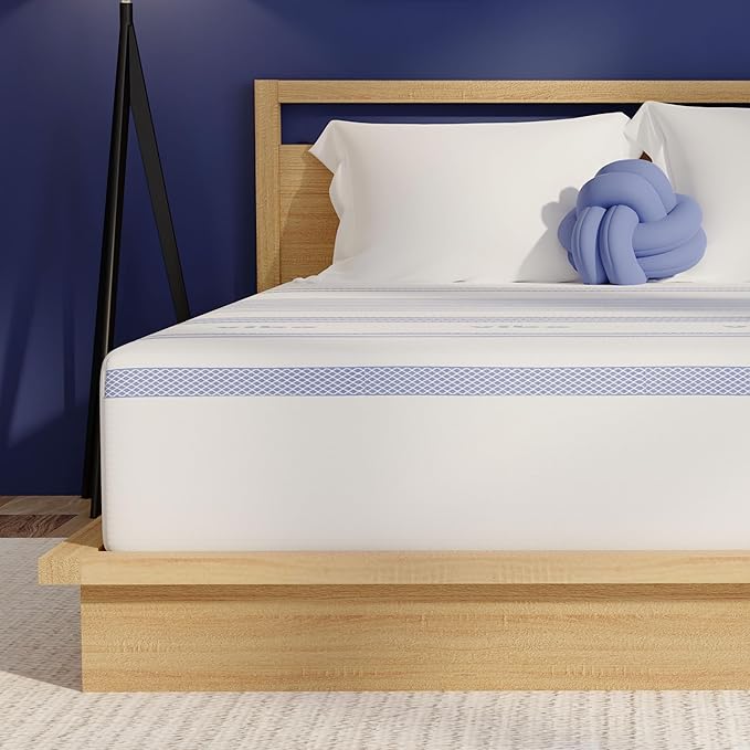 Vibe Gel Memory Foam Mattress, Fiberglass Free, 12-Inch CertiPUR-US Certified Bed-in-a-Box, California King, White