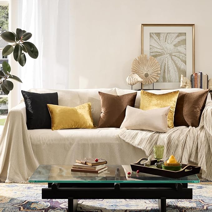 GIGIZAZA Gold Velvet Decorative Throw Pillow Covers - Image 5