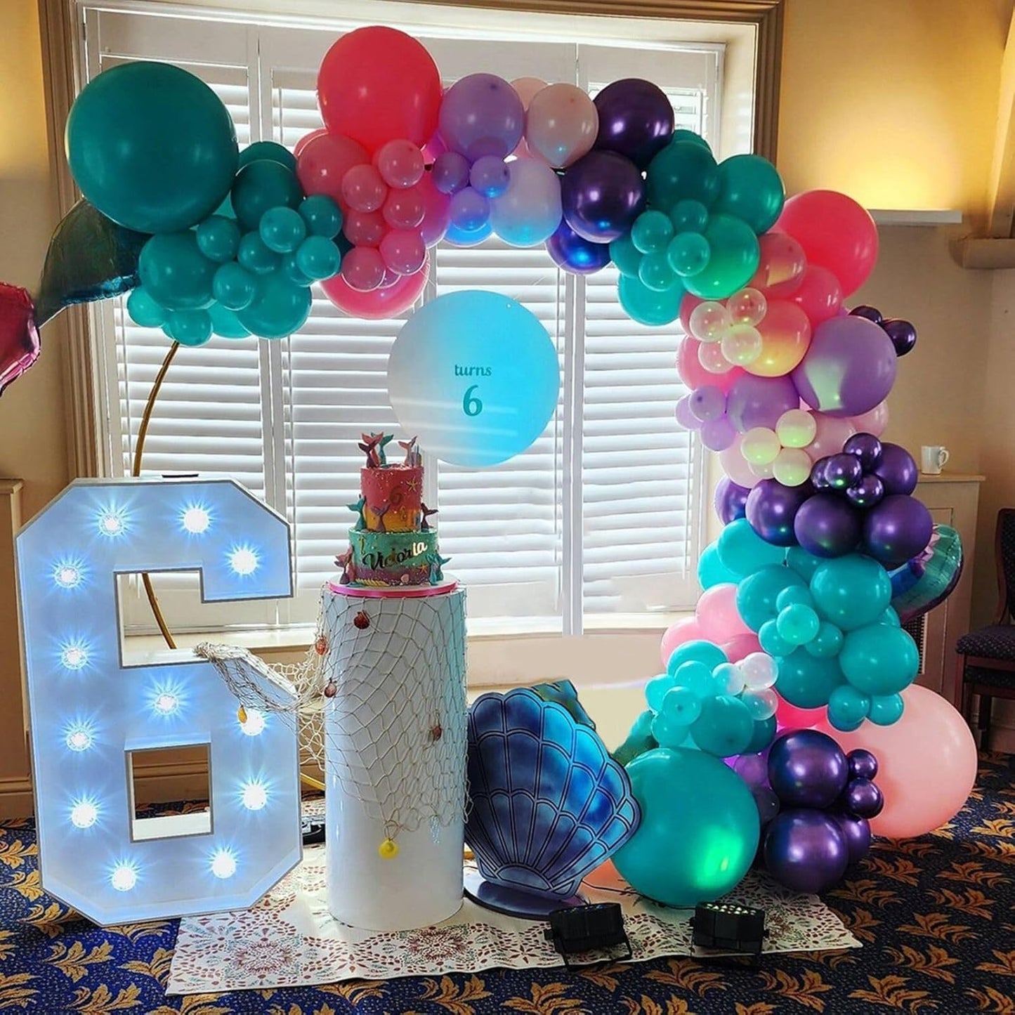 Metallic Chrome Purple Pearl Pink Maca Teal Blue Latex Balloons - 52 PCS 12 Inch with Confetti for Girls Birthday Theme Party Decoration