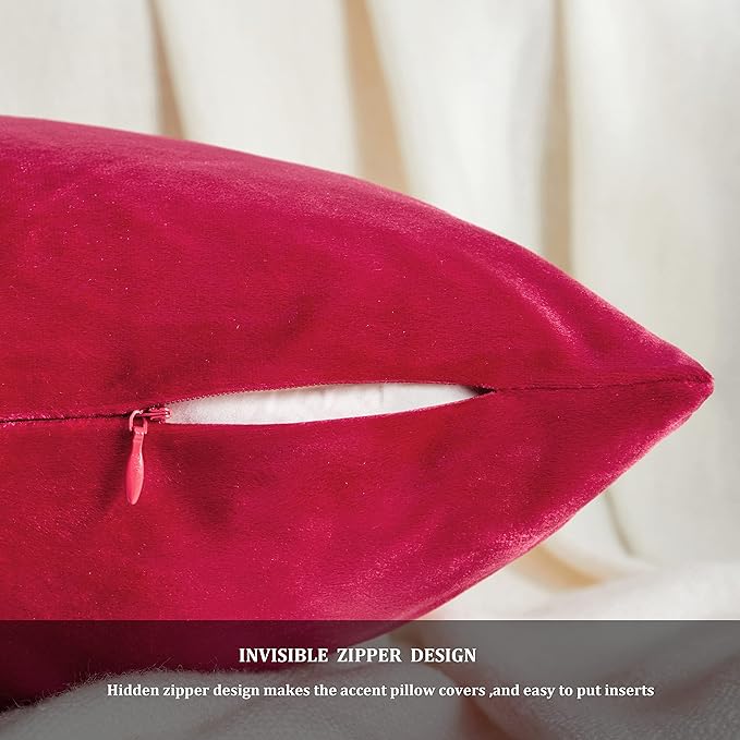 GIGIZAZA Red Velvet Decorative Throw Pillow Covers 18x18 - Image 6
