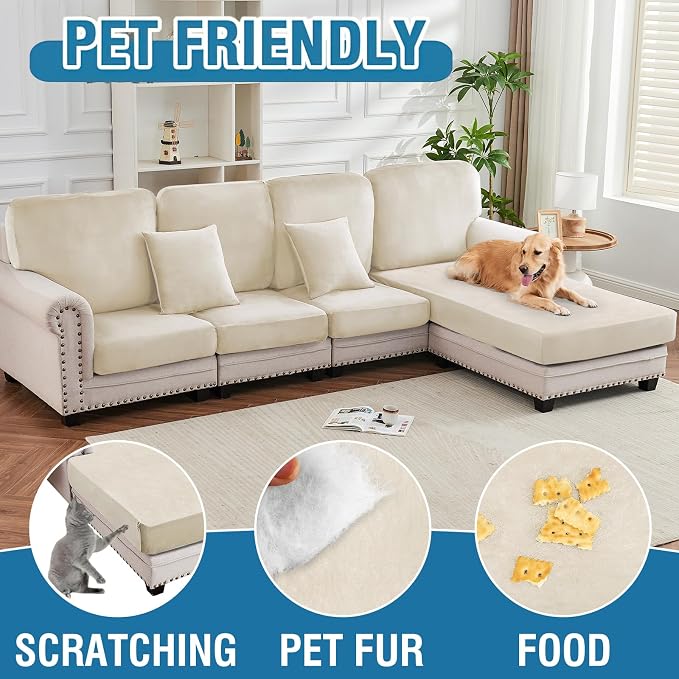 Couch Cover Stretch Velvet Sofa Cushion Cover 1-Piece - Image 3
